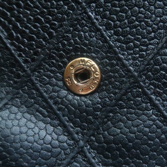 Chanel Black Caviar Leather Quilted Coin & Card Holder Wallet Luxury Designer - Picture 8 of 14